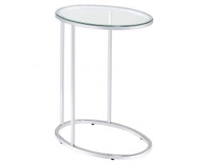 Oval Snack Table in Chrome And Clear