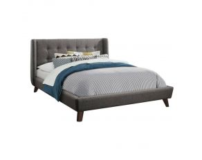 Carrington Button Tufted King Bed in Grey