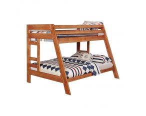 Wrangle Hill Twin Over Full Bunk Bed With Built-In Ladder in Amber Wash