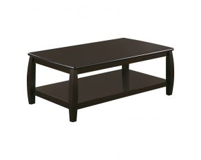 Rectangular Coffee Table With Lower Shelf in Espresso