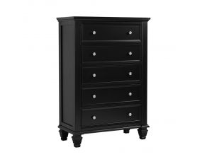 Sandy Beach 5 Drawer Chest in Black