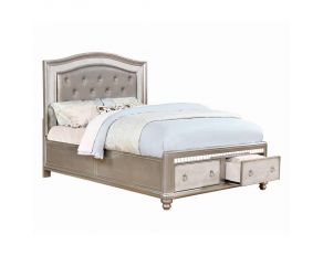 Bling Game Queen Upholstered Storage Bed in Metallic Platinum