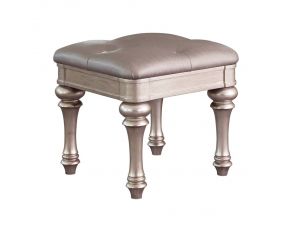 Bling Game Upholstered Vanity Stool in Metallic Platinum