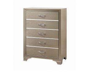 Beaumont 5 Drawer Rectangular Chest in Champagne