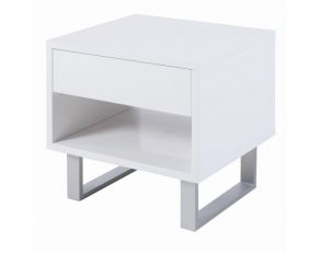 Coaster Drawer End Table in High Glossy White