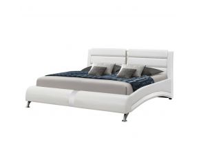 Jeremaine King Upholstered Platform Bed in Glossy White