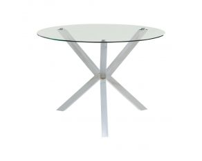 Vance Glass Top Dining Table With X-Cross Base in Chrome