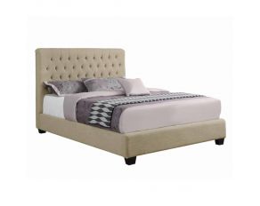 Chloe Tufted Upholstered King Bed in Oatmeal