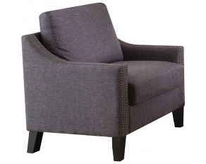 Zapata Modern Slope Arm Chair with Nailhead Trim in Gray Linen