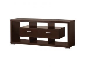 59 Inch 2 Drawer Rectangular TV Console in Cappuccino