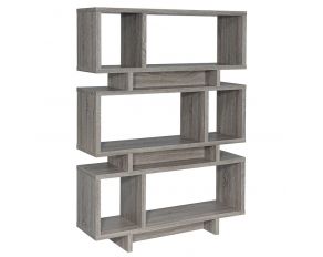 3-Tier Geometric Bookcase in Weathered Grey