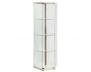 4-Shelf Hexagon Shaped Curio Cabinet in White And Clear
