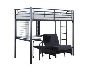 Jenner Twin Futon Workstation Loft Bed Pad in Black