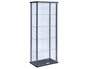 5-Shelf Glass Curio Cabinet in Black And Clear
