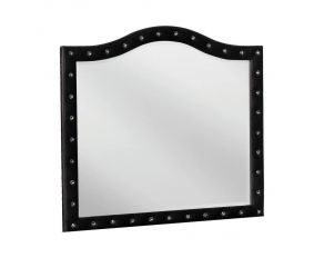 Deanna Button Tufted Mirror in Black