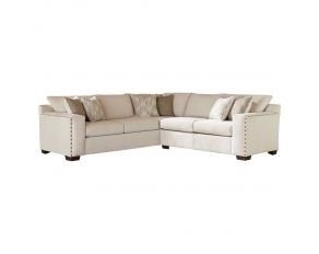 Aria L-Shaped Sectional With Nailhead in Oatmeal