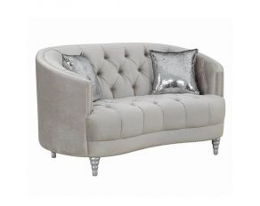 Avonlea Sloped Arm Tufted Loveseat in Grey