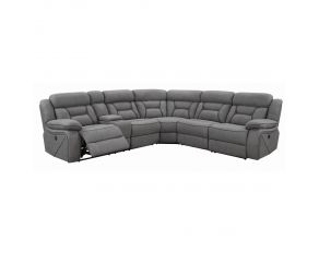 Higgins Four-Piece Upholstered Power Sectional in Grey