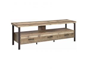 71 Inches 3 Drawer TV Console in Weathered Pine