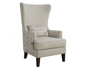 Curved Arm High Back Accent Chair in Cream