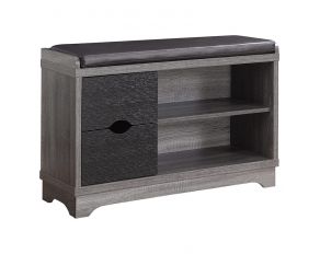 2-Drawer Storage Bench in Medium Brown And Black