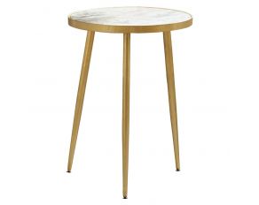 Round Accent Table in White And Gold