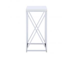 Coaster Accent Table in Glossy White/Chrome