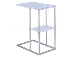 1-Shelf Accent Table in Chrome And White