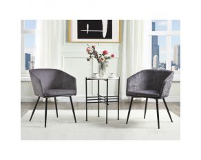Taigi Chair and Table in Gray Velvet and Black