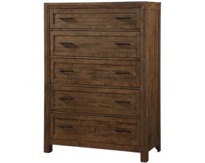 Emerald Home Furnishings Pine Valley 5 Drawer Chest in Burnished Pine