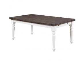 Mountain Retreat Dining Table with Two 20 Inch Leaves in Antique White and Dark Mocha