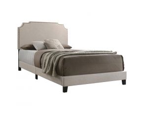 Tamarac Upholstered Nailhead Queen Bed in Beige