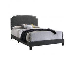 Tamarac Upholstered Nailhead Queen Bed in Grey