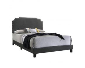Tamarac Upholstered Nailhead King Bed in Grey