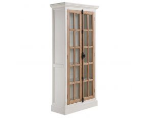 2-Door Tall Cabinet in Antique White And Brown