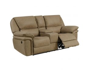 Allyn Power Console Loveseat in Light Brown