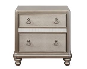 Bling Game 2 Drawer Nightstand in Metallic Platinum