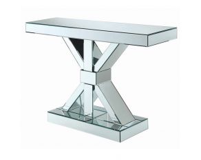 Reventlow X-Shaped Base Console Table in Clear Mirror