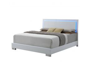 Felicity Queen Panel Bed With LED Lighting in Glossy White