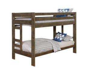 Wrangle Hill Twin Over Twin Bunk Bed in Gun Smoke