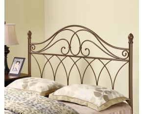 Full and Queen Metal Scroll Headboard in Brown