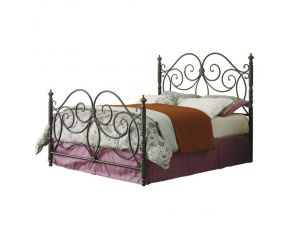 London Queen Metal Scroll Bed in Dark Bronze