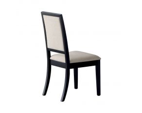 Louise Upholstered Dining Side Chairs in Black And Cream