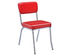 Retro Open Back Side Chairs in Red And Chrome