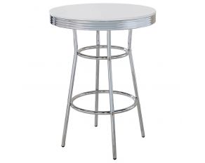 Round Bar Table in Chrome And Glossy White