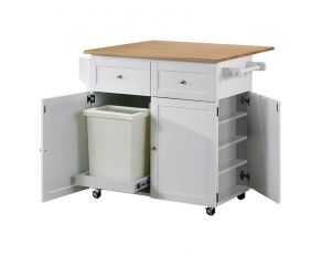 Coaster Furniture Kitchen Cart in Natural Brown/ White