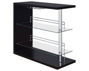 Rectangular 2-Shelf Bar Unit in Glossy Black