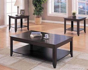 Stewart 3-Piece Occasional Table Set With Lower Shelf in Cappuccino