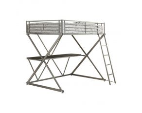 Hyde Full Workstation Loft Bed in Silver