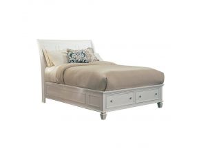 Sandy Beach Queen Storage Sleigh Bed in White